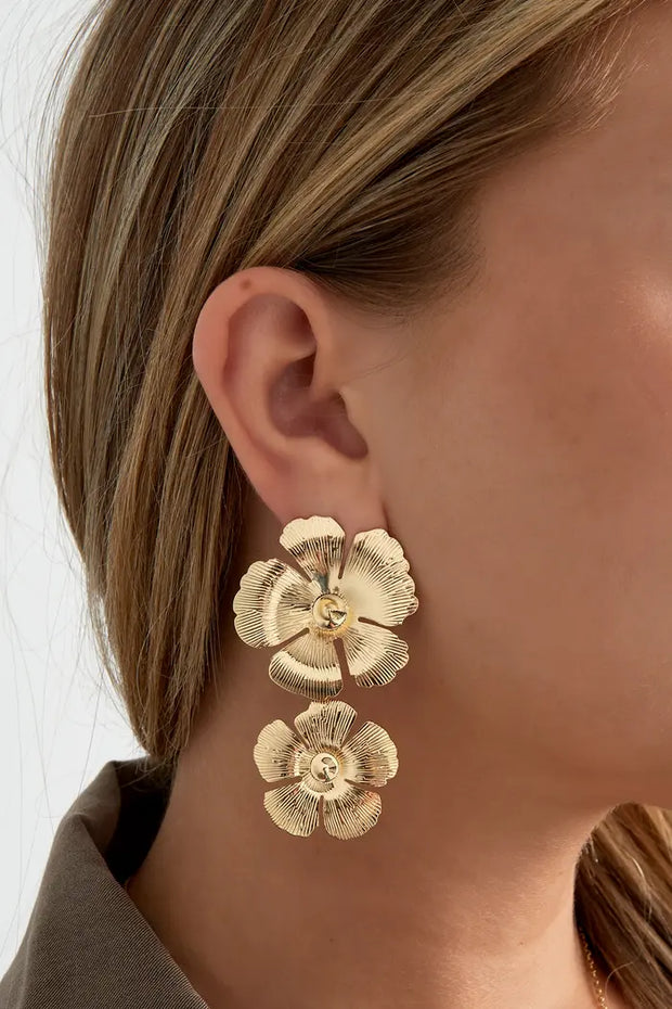 Twin Flower oorbellen - goud Metaal 3604