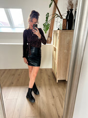 Skirt leatherlook 27211 Zwart