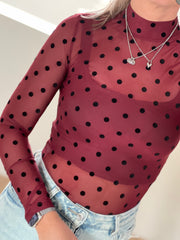 Top Mesh polkadot 61919 Bordeaux