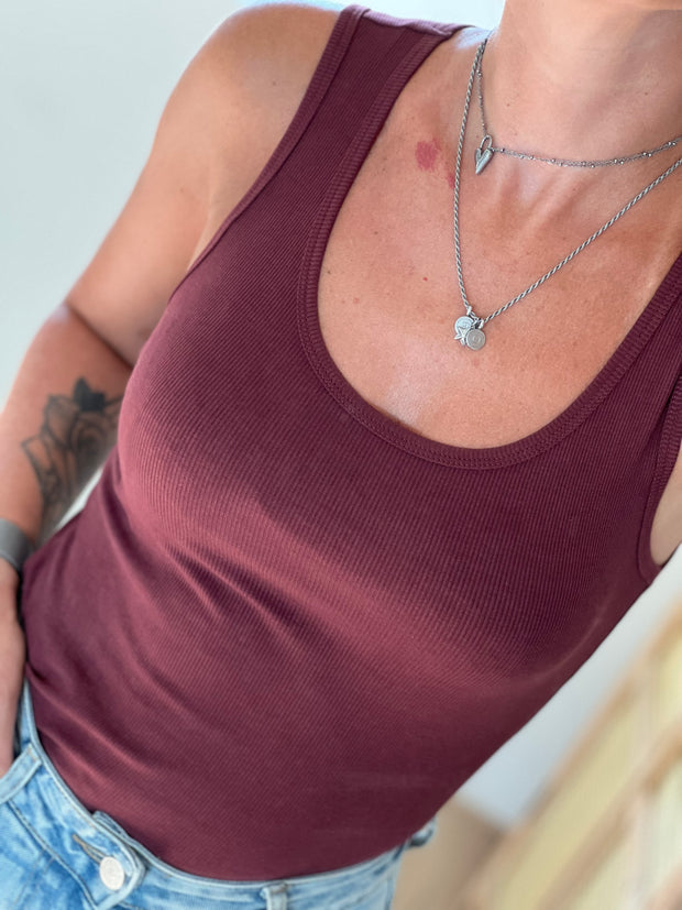 Top Basic ronde hals 5168 Bordeaux