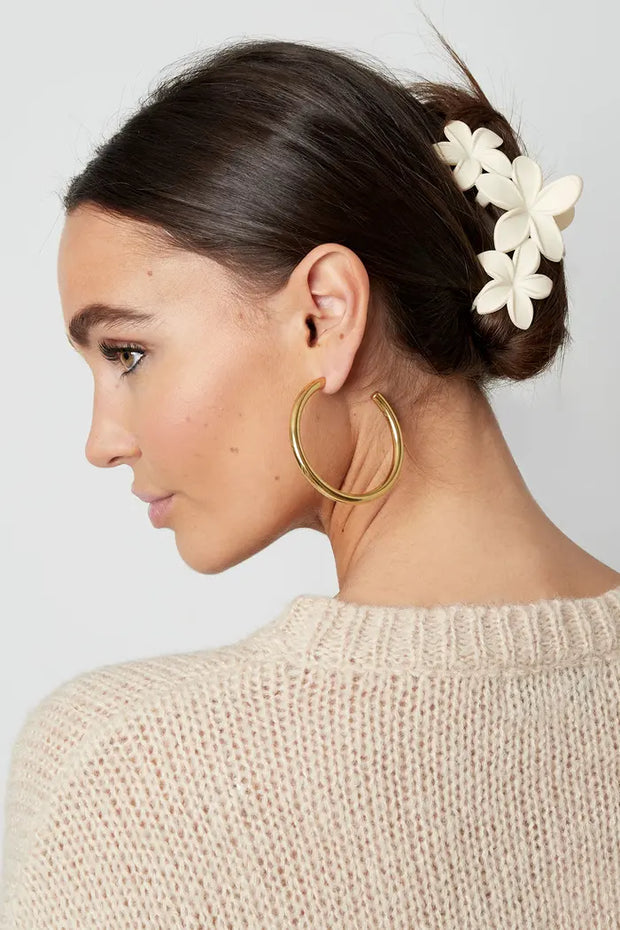 haarclip met grote bloemen -Off-white Plastic 0845