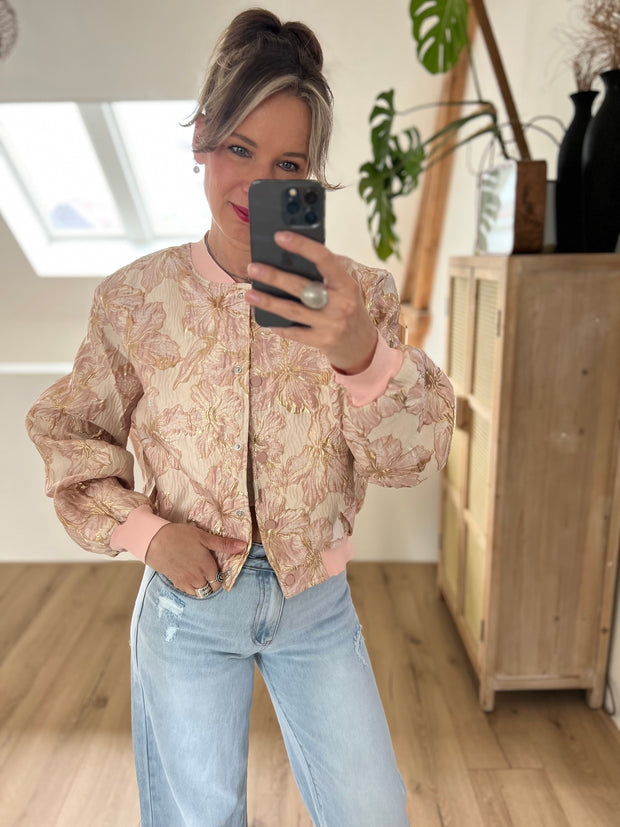 Bomber jacket Roze bloem CY4851