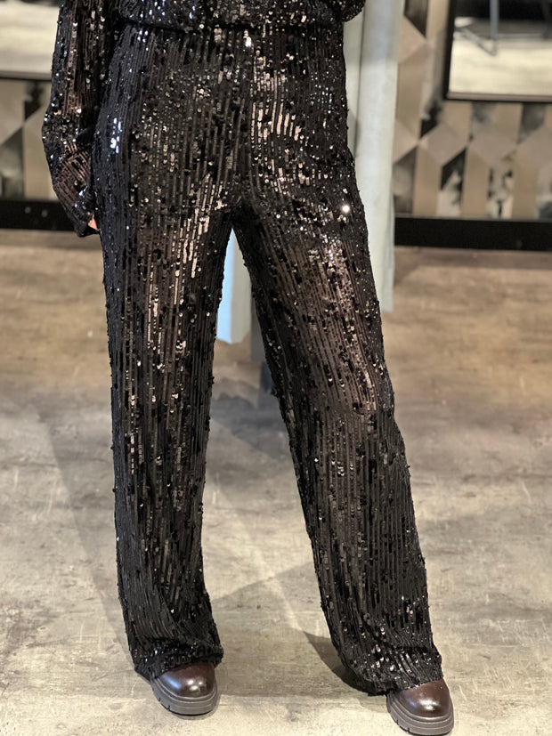 Pantalon pailletten 15365-1 Zwart