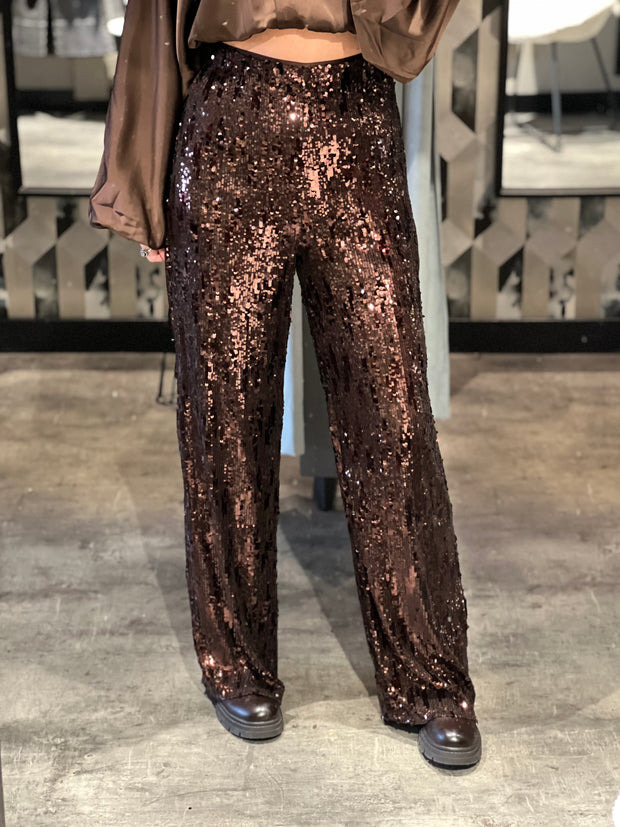 Pantalon pailletten 15365-1 Bruin