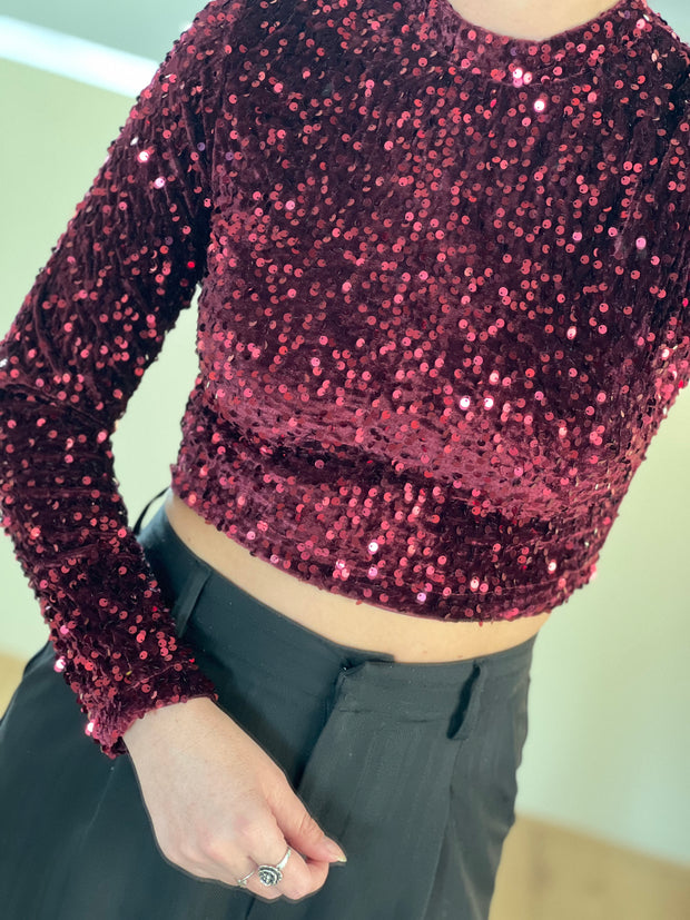 Top Pailletten Bordeaux 7051