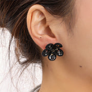 Cotton Flower Stud - Black E55172-1