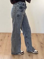 Jeans H849-2 Grijs Double wide leg stretch