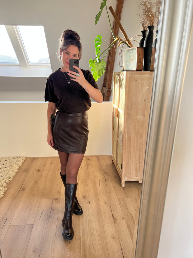 Skirt leatherlook Bruin 27211