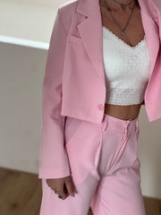 Blazer cropped Roze M587