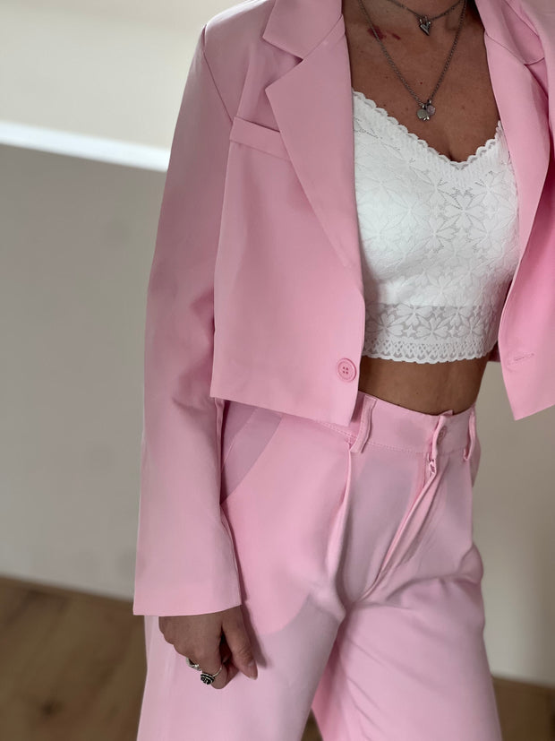 Blazer cropped Roze M587