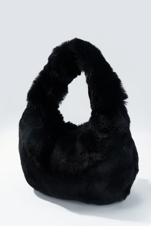 Fluffy fur tas Zwart