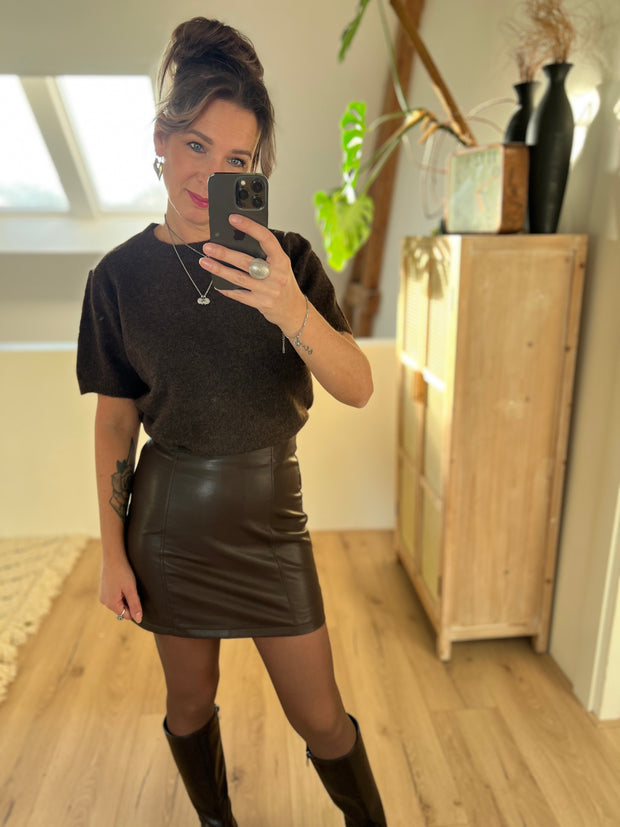 Skirt leatherlook Bruin 27211