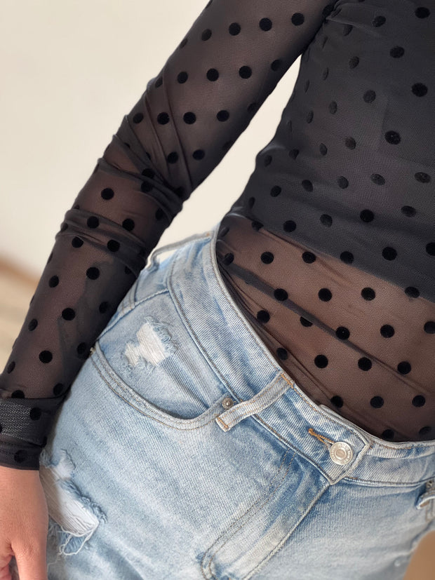 Top Mesh polka dot Zwart EP19624