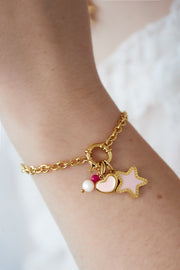 Armband DIY pink flowers & stars 8177