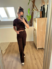 Pailletten top 7037 Camel