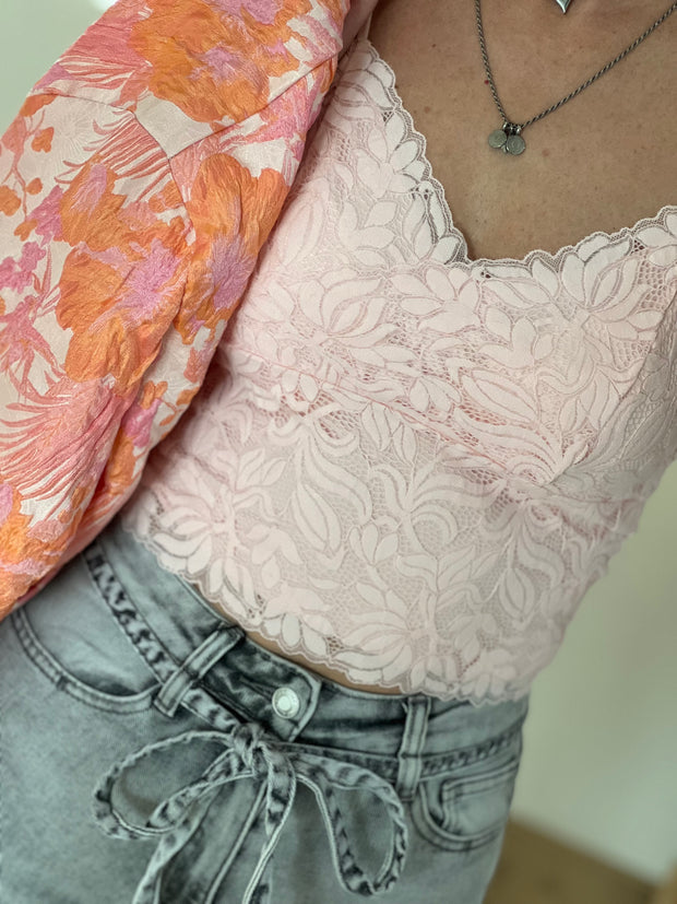 Top Bralette lace T3295 roze