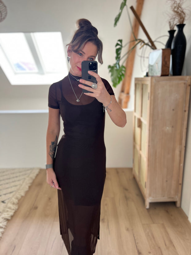 Dress mesh Bruin 8091