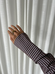 Blouse striped EP19592 Bruin