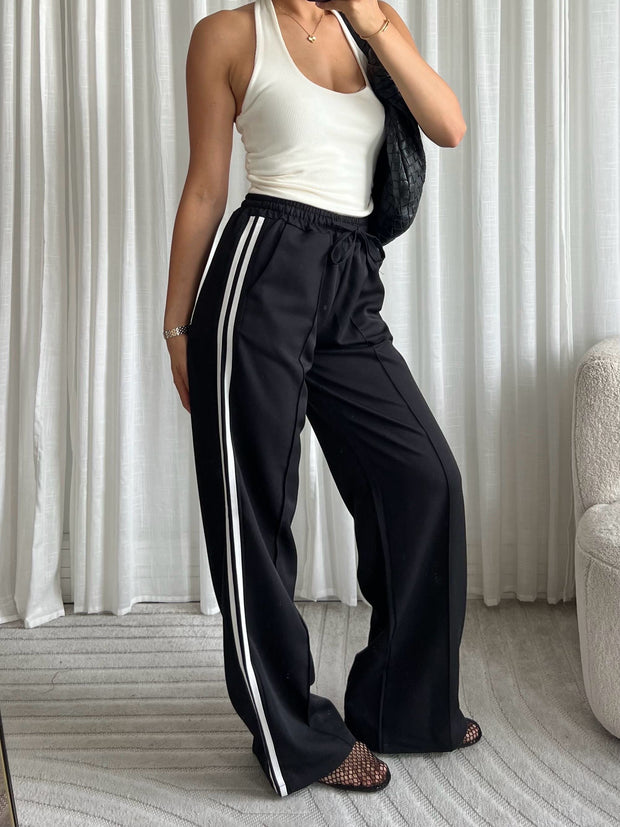 Pantalon striped M794 Zwart
