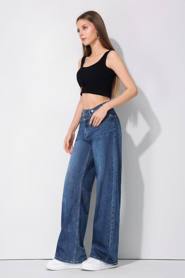 Jeans Double  H850-8 Blauw Wide leg stretch