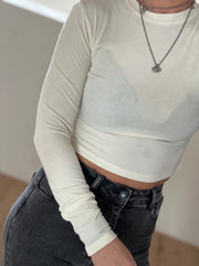 Basic top cropped 15800 Ecru