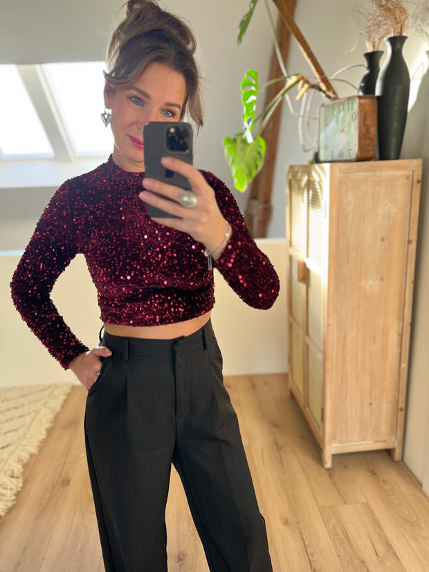 Top Pailletten Bordeaux 7051