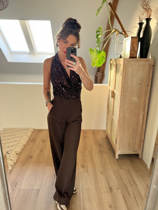Top pailletten Bruin 23490