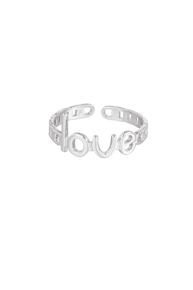 Ring schakels love - zilver