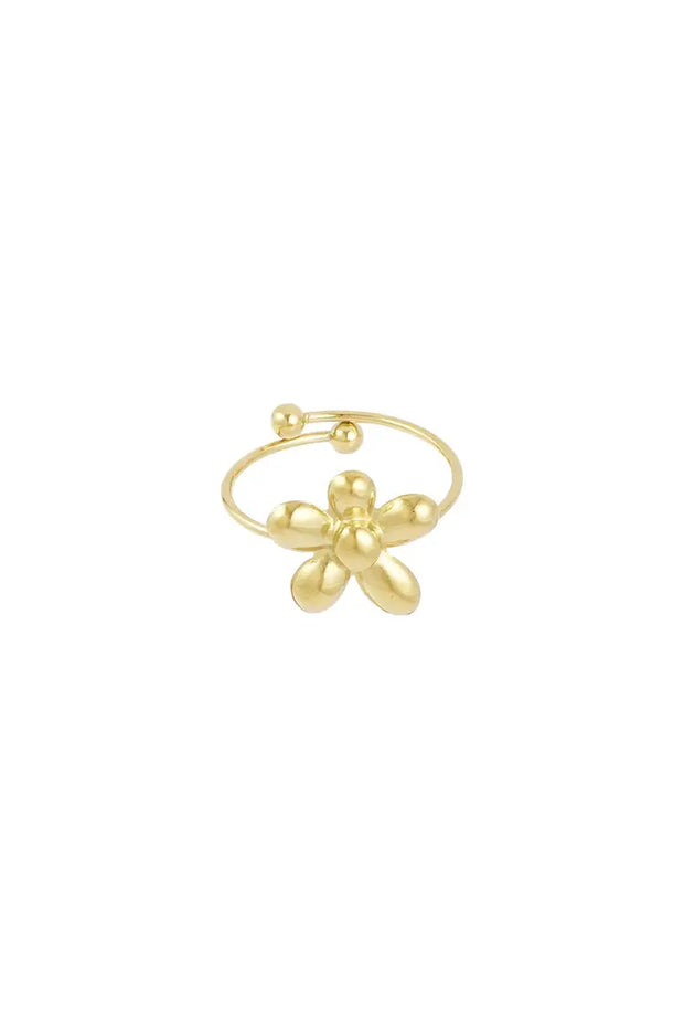 Ring puffy flower - goud Stainless Steel 5236