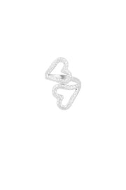 Double heart ring - Zilver kleur Stainless Steel