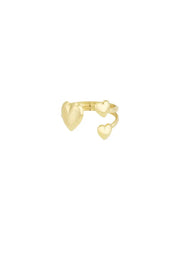 Heart trio ring - Goud kleur Stainless Steel