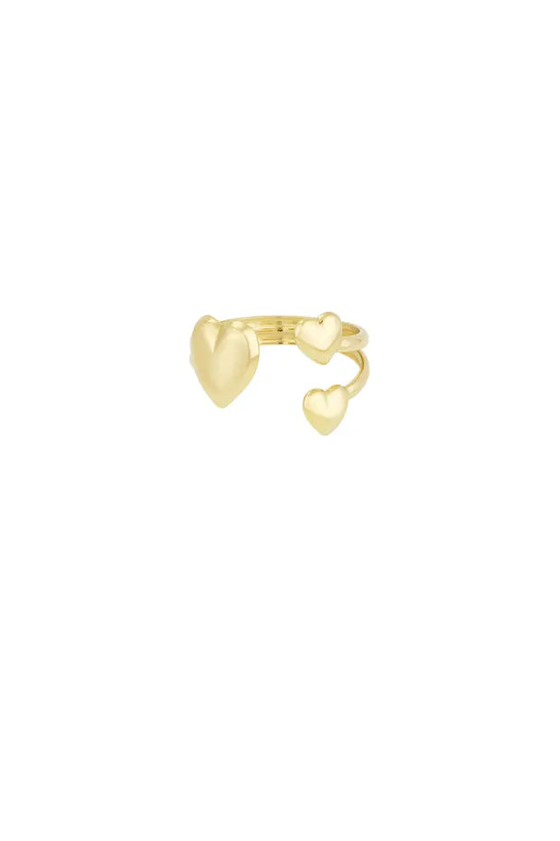 Heart trio ring - Goud kleur Stainless Steel