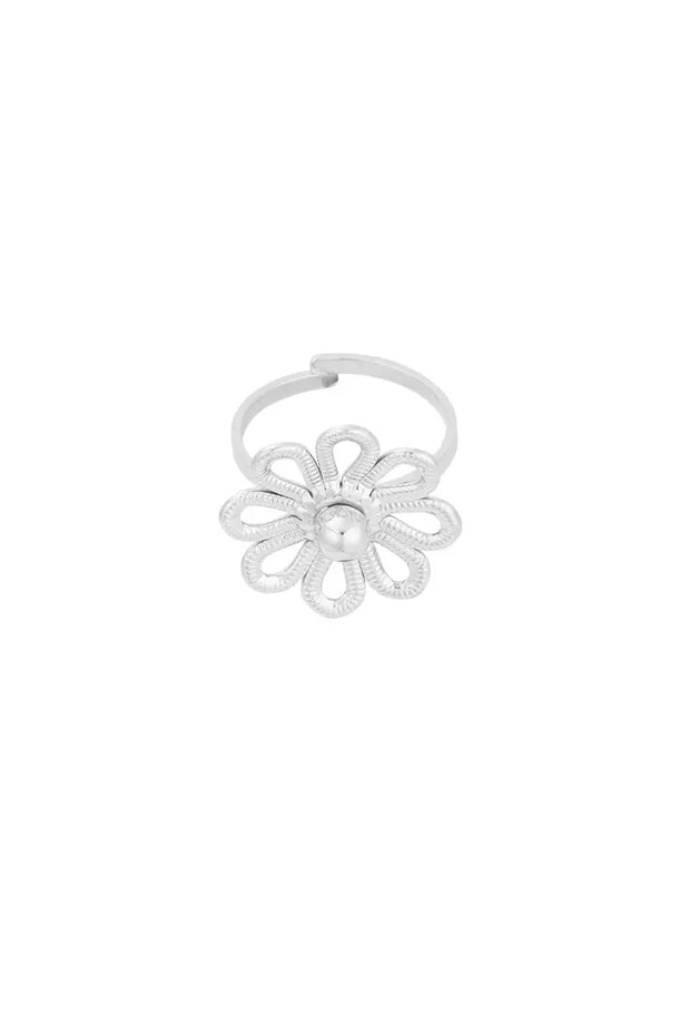 Ring happy flower - Zilver kleur Stainless Steel 1271