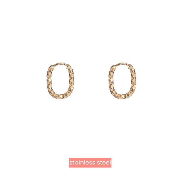 Oorbel Hammered Oval Hoop - 14K E4323-2 Day & Eve