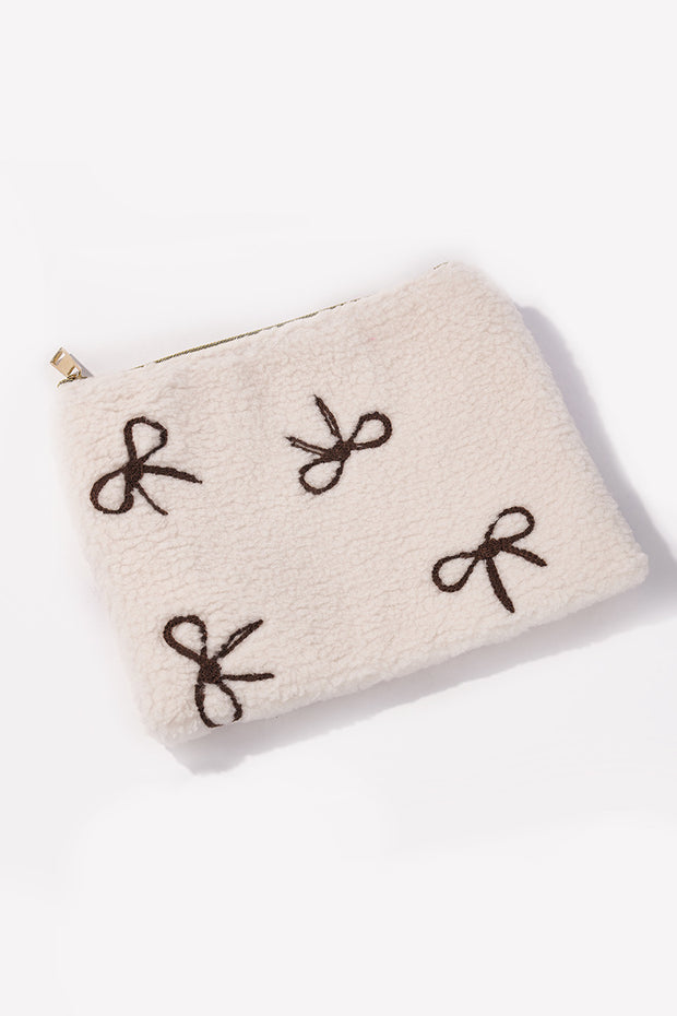 Make-up bag etui strik Ecru