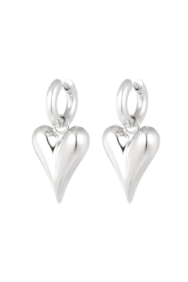 oorbellen met harthangers groot Zilver