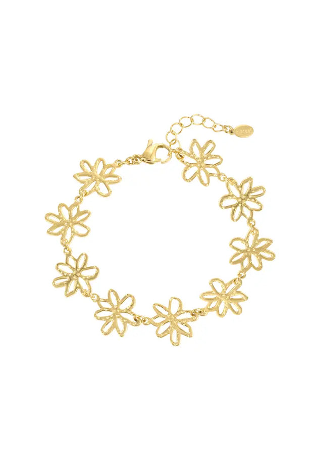 Flower Party armband - goud Stainless Steel 0001