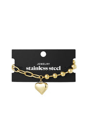 Funky Heart armband - goud Stainless Steel 2234