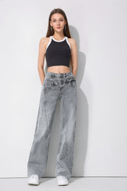 Jeans H849-2 Grijs Double wide leg stretch