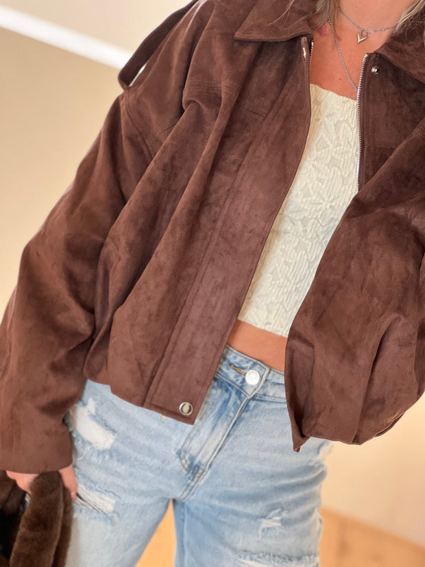 Jacket suèdelook LM08081 Bruin