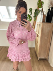 Blouse Lace H3910 Roze