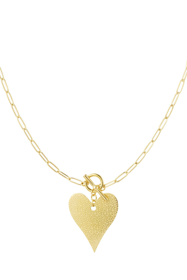 Ketting chained heart lang goud 3600