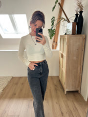 Basic top cropped 15800 Ecru