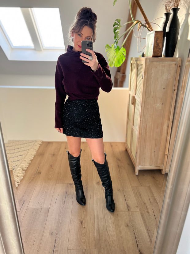 Skirt Sparkle tweed Zwart 15795-3