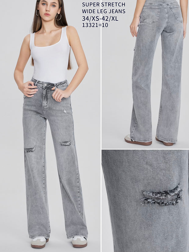 Jeans H878-3 Wide leg Grijs Super stretch
