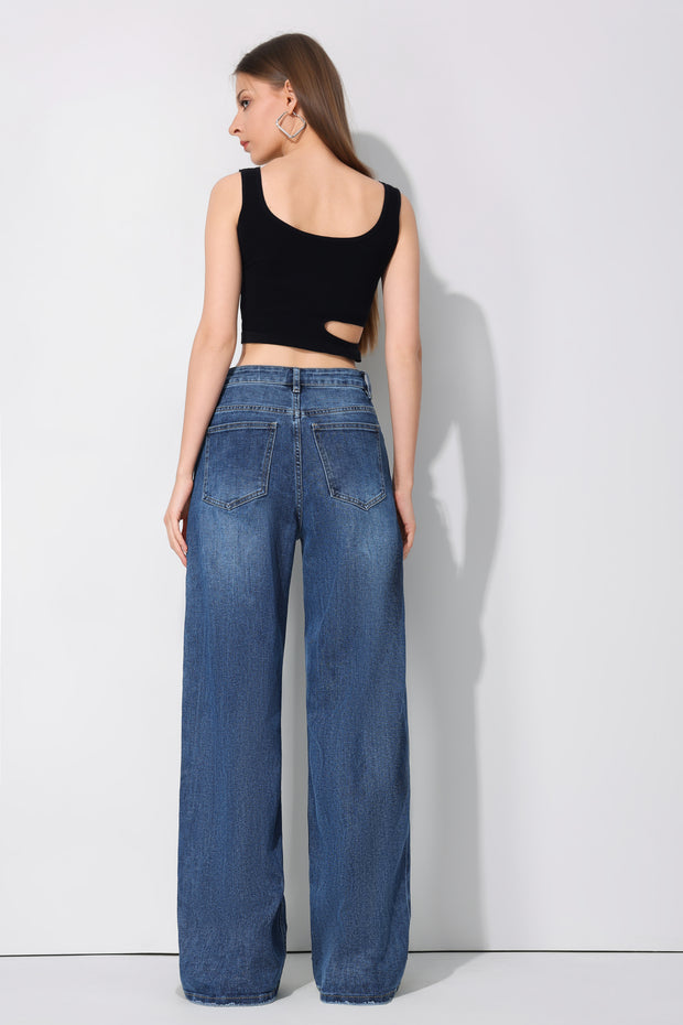 Jeans Double  H850-8 Blauw Wide leg stretch