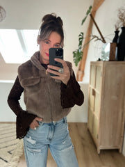 Gilet 55102 fake fur Taupe