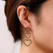 Oorbel Strass Hearts Earring - 14K + black E4880-3