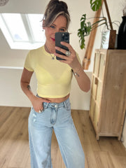 Top cropped basic 5140 geel