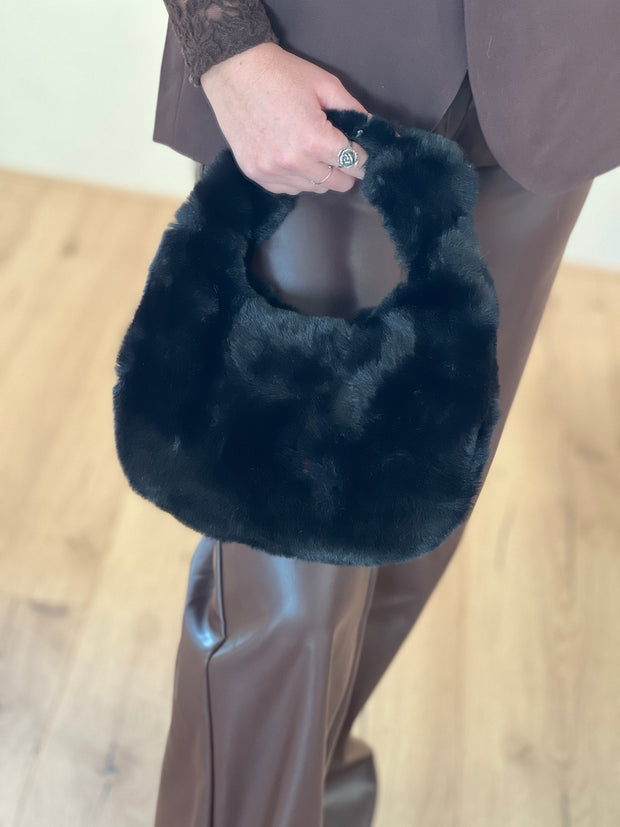 Fluffy fur tas Zwart